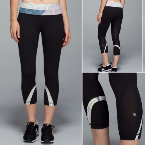 lululemon athletica Pants - Lululemon Run: Inspire Crop II Black Mesh Quilt 2